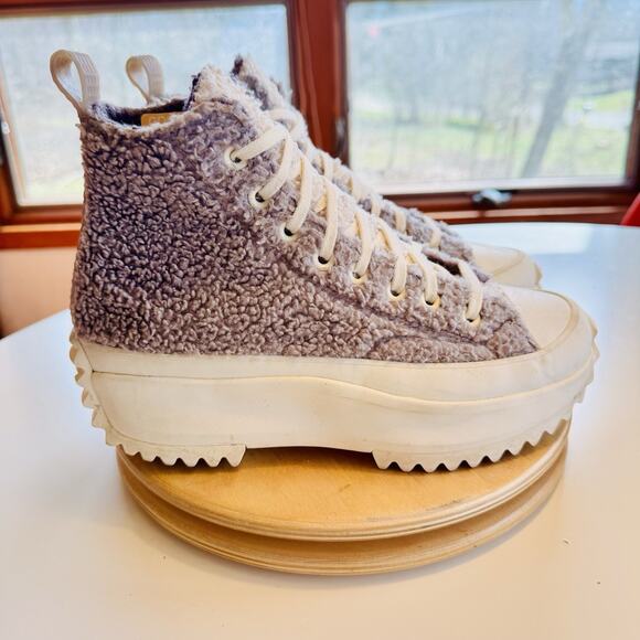 Converse Run Star Hike High Sherpa Vapor Mauve Grey Platform Shoes Womens 8 - Picture 1 of 9